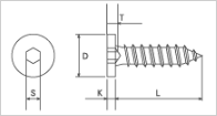 六角穴付極低頭タッピンねじAタイプ 設定図