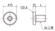 PEEKヘクサロビュラ穴付低頭ボルト  設定図