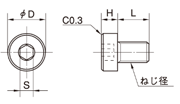 PEEK六角穴付低頭ボルト 設定図