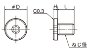 PEEKヘクサロビュラ穴付極低頭ボルト   設定図